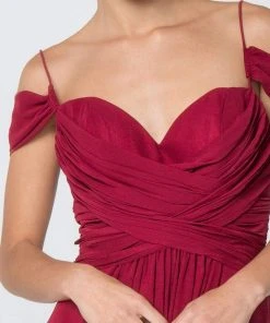 Elizabeth K - GL2824 Ruched Crisscross Bodice Chiffon Dress 32 Elizabeth K - GL2824 Ruched Crisscross Bodice Chiffon Dress