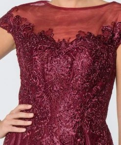 Elizabeth K - GL2828 Embellished Lace Bateau Chiffon A-line Gown 14 Elizabeth K - GL2828 Embellished Lace Bateau Chiffon A-line Gown