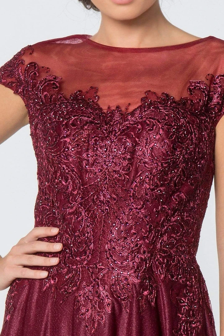 Elizabeth K - GL2828 Embellished Lace Bateau Chiffon A-line Gown 5 Elizabeth K - GL2828 Embellished Lace Bateau Chiffon A-line Gown