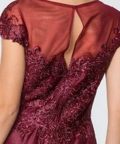 Elizabeth K - GL2828 Embellished Lace Bateau Chiffon A-line Gown 15 Elizabeth K - GL2828 Embellished Lace Bateau Chiffon A-line Gown