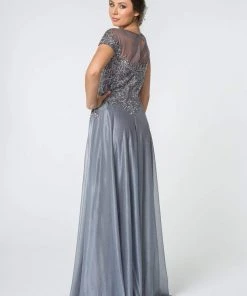 Elizabeth K - GL2828 Embellished Lace Bateau Chiffon A-line Gown 19 Elizabeth K - GL2828 Embellished Lace Bateau Chiffon A-line Gown