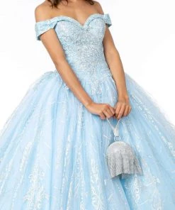 Elizabeth K - GL2910 Glitter Mesh Off-Shoulder Quinceanera Gown