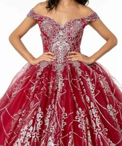 Elizabeth K - GL2910 Glitter Mesh Off-Shoulder Quinceanera Gown