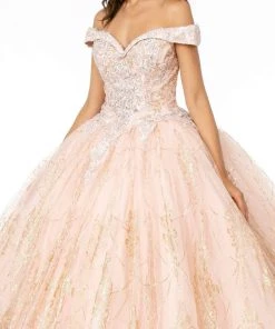 Elizabeth K - GL2910 Glitter Mesh Off-Shoulder Quinceanera Gown