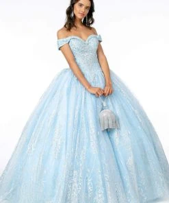 Elizabeth K - GL2910 Glitter Mesh Off-Shoulder Quinceanera Gown