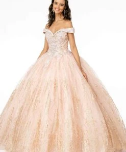 Elizabeth K - GL2910 Glitter Mesh Off-Shoulder Quinceanera Gown