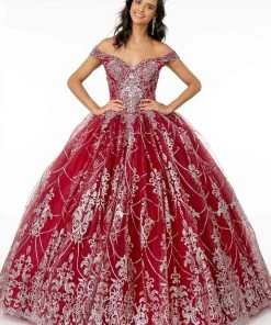 Elizabeth K - GL2910 Glitter Mesh Off-Shoulder Quinceanera Gown