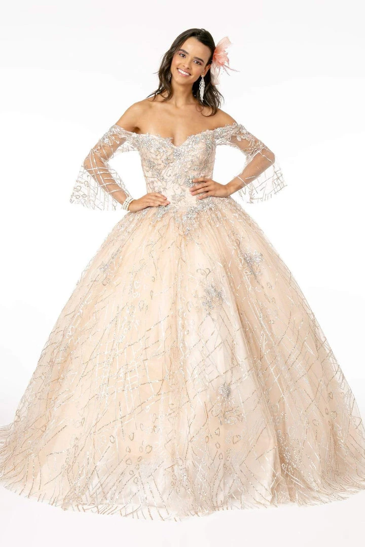 Elizabeth K - GL2911 Glitter Off-Shoulder Ballgown 10 Elizabeth K - GL2911 Glitter Off-Shoulder Ballgown