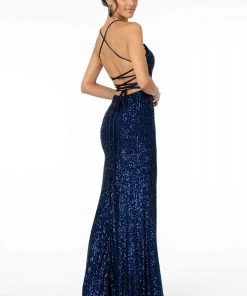 Elizabeth K - GL2919 Sequined V-Neck Sheath Dress 11 Elizabeth K - GL2919 Sequined V-Neck Sheath Dress