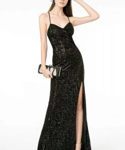 Elizabeth K - GL2919 Sequined V-Neck Sheath Dress 14 Elizabeth K - GL2919 Sequined V-Neck Sheath Dress