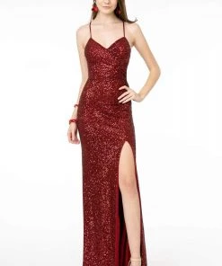 Elizabeth K - GL2919 Sequined V-Neck Sheath Dress 17 Elizabeth K - GL2919 Sequined V-Neck Sheath Dress