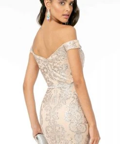 Elizabeth K - GL2922 Glitter Off-Shoulder Evening Dress 17 Elizabeth K - GL2922 Glitter Off-Shoulder Evening Dress