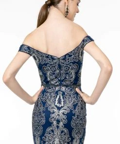 Elizabeth K - GL2922 Glitter Off-Shoulder Evening Dress 13 Elizabeth K - GL2922 Glitter Off-Shoulder Evening Dress