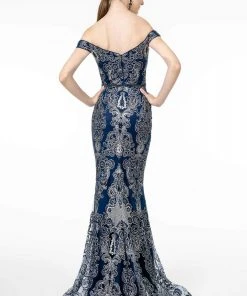 Elizabeth K - GL2922 Glitter Off-Shoulder Evening Dress 11 Elizabeth K - GL2922 Glitter Off-Shoulder Evening Dress