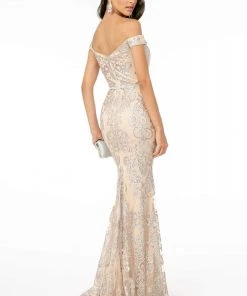 Elizabeth K - GL2922 Glitter Off-Shoulder Evening Dress 15 Elizabeth K - GL2922 Glitter Off-Shoulder Evening Dress