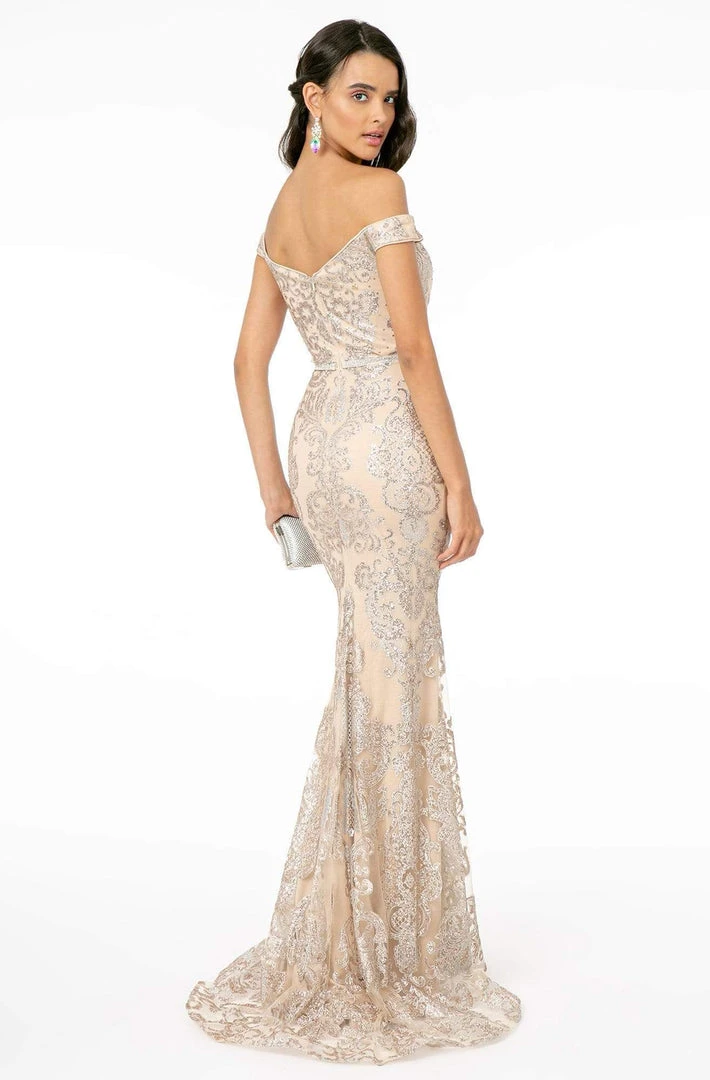 Elizabeth K - GL2922 Glitter Off-Shoulder Evening Dress 8 Elizabeth K - GL2922 Glitter Off-Shoulder Evening Dress