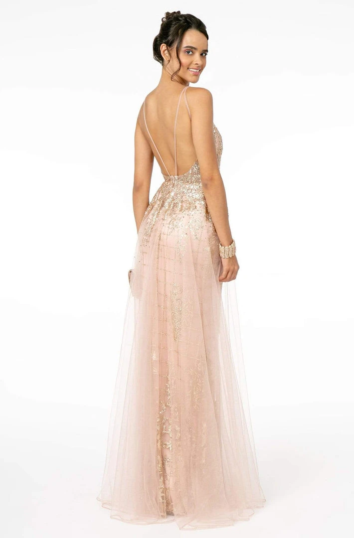 Elizabeth K - GL2924 Illusion Deep V-Neck Glitter Mesh Mermaid Gown 10 Elizabeth K - GL2924 Illusion Deep V-Neck Glitter Mesh Mermaid Gown