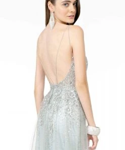 Elizabeth K - GL2924 Illusion Deep V-Neck Glitter Mesh Mermaid Gown 29 Elizabeth K - GL2924 Illusion Deep V-Neck Glitter Mesh Mermaid Gown