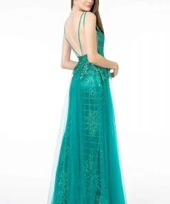 Elizabeth K - GL2924 Illusion Deep V-Neck Glitter Mesh Mermaid Gown 17 Elizabeth K - GL2924 Illusion Deep V-Neck Glitter Mesh Mermaid Gown