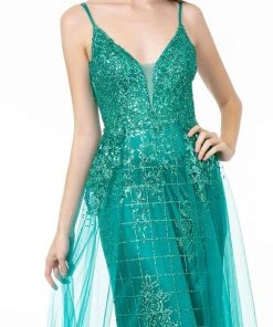 Elizabeth K - GL2924 Illusion Deep V-Neck Glitter Mesh Mermaid Gown 18 Elizabeth K - GL2924 Illusion Deep V-Neck Glitter Mesh Mermaid Gown