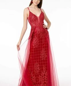 Elizabeth K - GL2924 Illusion Deep V-Neck Glitter Mesh Mermaid Gown 20 Elizabeth K - GL2924 Illusion Deep V-Neck Glitter Mesh Mermaid Gown