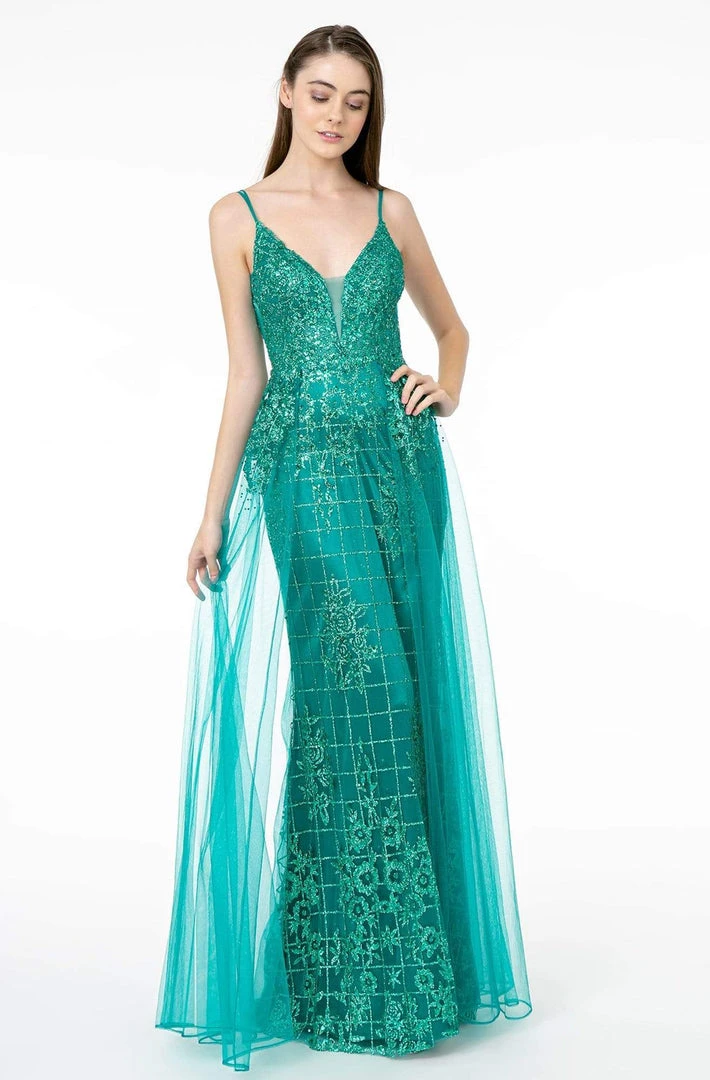Elizabeth K - GL2924 Illusion Deep V-Neck Glitter Mesh Mermaid Gown 3 Elizabeth K - GL2924 Illusion Deep V-Neck Glitter Mesh Mermaid Gown