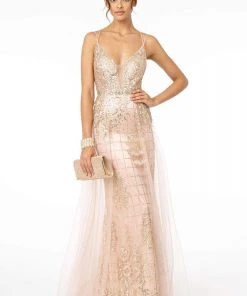 Elizabeth K - GL2924 Illusion Deep V-Neck Glitter Mesh Mermaid Gown 22 Elizabeth K - GL2924 Illusion Deep V-Neck Glitter Mesh Mermaid Gown