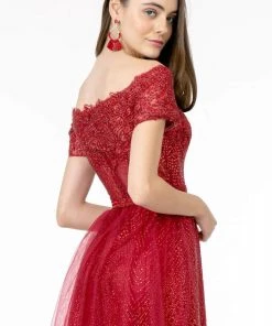 Elizabeth K - GL2942 Glitter Print Off-Shoulder A-Line Dress 11 Elizabeth K - GL2942 Glitter Print Off-Shoulder A-Line Dress