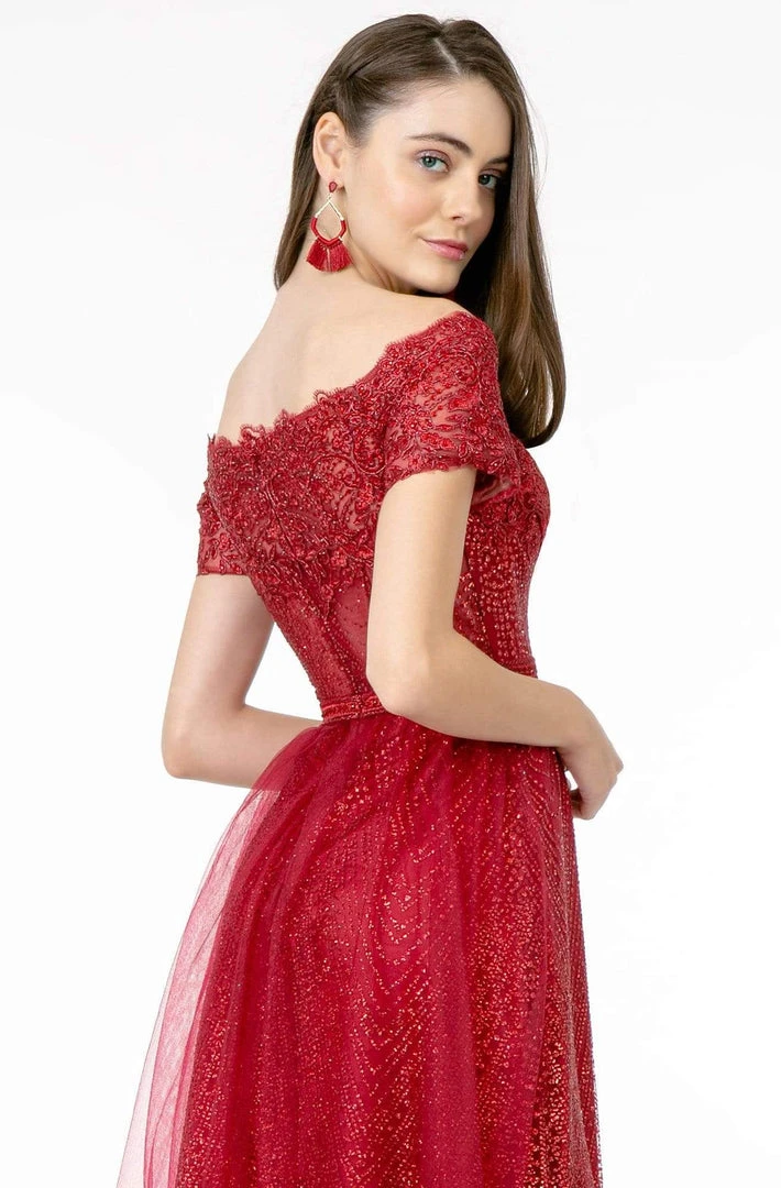 Elizabeth K - GL2942 Glitter Print Off-Shoulder A-Line Dress 6 Elizabeth K - GL2942 Glitter Print Off-Shoulder A-Line Dress
