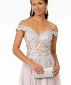 Elizabeth K - GL2953 Embroidered Off-Shoulder Mesh A-Line Gown 20 Elizabeth K - GL2953 Embroidered Off-Shoulder Mesh A-Line Gown