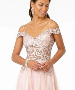 Elizabeth K - GL2953 Embroidered Off-Shoulder Mesh A-Line Gown 16 Elizabeth K - GL2953 Embroidered Off-Shoulder Mesh A-Line Gown