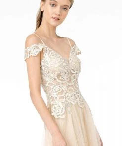 Elizabeth K - GL2953 Embroidered Off-Shoulder Mesh A-Line Gown 24 Elizabeth K - GL2953 Embroidered Off-Shoulder Mesh A-Line Gown