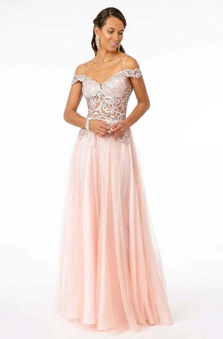 Elizabeth K - GL2953 Embroidered Off-Shoulder Mesh A-Line Gown 3 Elizabeth K - GL2953 Embroidered Off-Shoulder Mesh A-Line Gown