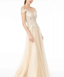 Elizabeth K - GL2953 Embroidered Off-Shoulder Mesh A-Line Gown 22 Elizabeth K - GL2953 Embroidered Off-Shoulder Mesh A-Line Gown