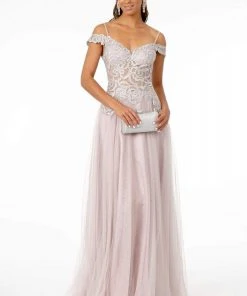 Elizabeth K - GL2953 Embroidered Off-Shoulder Mesh A-Line Gown 18 Elizabeth K - GL2953 Embroidered Off-Shoulder Mesh A-Line Gown