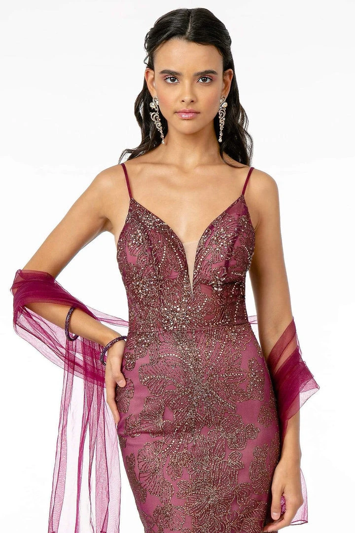 Elizabeth K - GL2989 Embellished Deep V-Neck Trumpet Dress 5 Elizabeth K - GL2989 Embellished Deep V-Neck Trumpet Dress