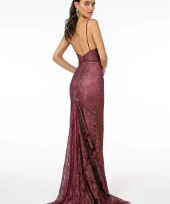 Elizabeth K - GL2989 Embellished Deep V-Neck Trumpet Dress 7 Elizabeth K - GL2989 Embellished Deep V-Neck Trumpet Dress