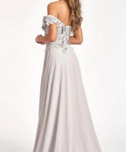 Elizabeth K GL3018 - Floral Embellished A-Line Evening Dress 42 Elizabeth K GL3018 - Floral Embellished A-Line Evening Dress