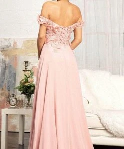 Elizabeth K GL3018 - Floral Embellished A-Line Evening Dress 29 Elizabeth K GL3018 - Floral Embellished A-Line Evening Dress