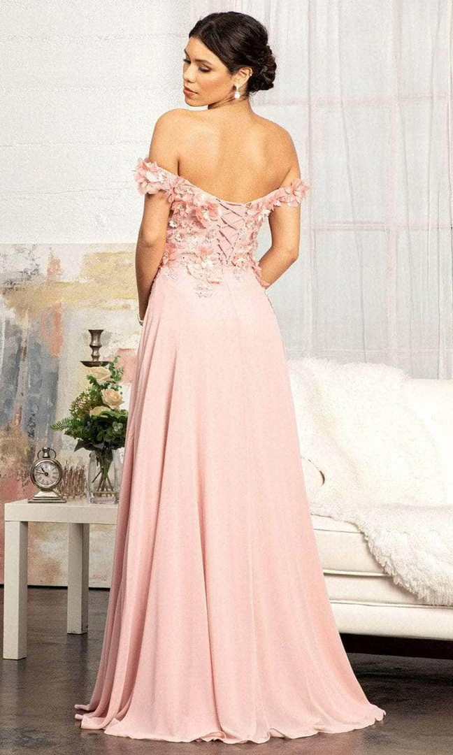 Elizabeth K GL3018 - Floral Embellished A-Line Evening Dress 9 Elizabeth K GL3018 - Floral Embellished A-Line Evening Dress