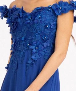 Elizabeth K GL3018 - Floral Embellished A-Line Evening Dress 35 Elizabeth K GL3018 - Floral Embellished A-Line Evening Dress