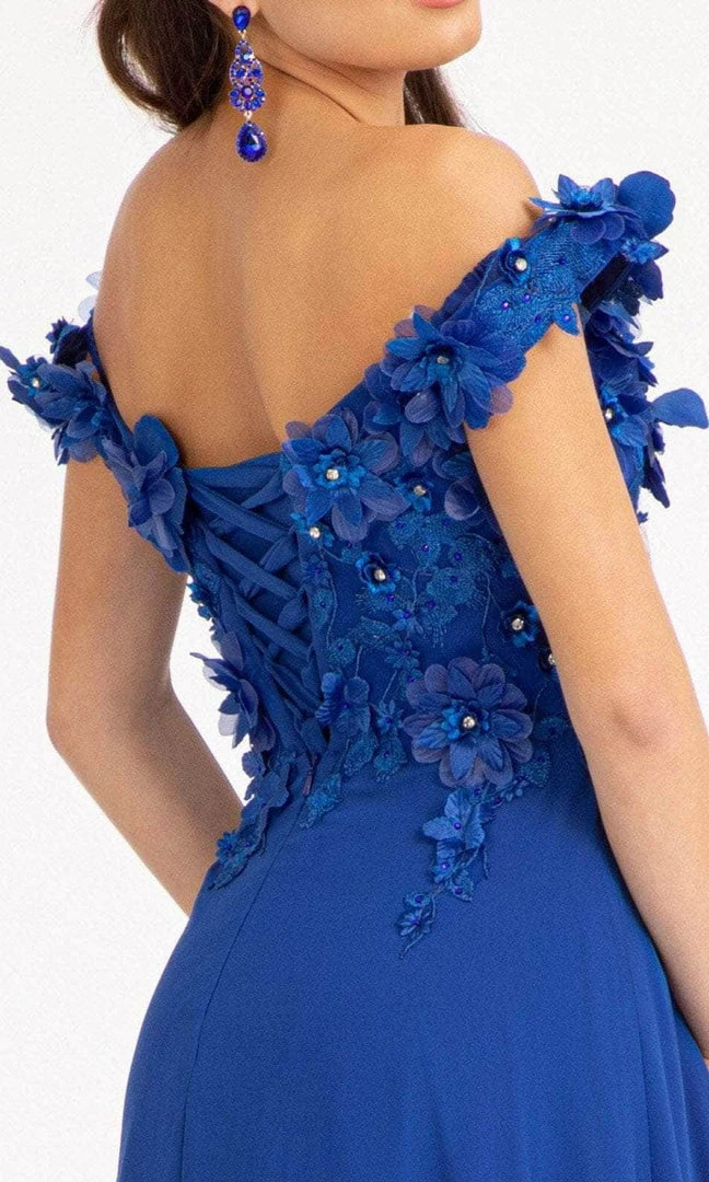 Elizabeth K GL3018 - Floral Embellished A-Line Evening Dress 16 Elizabeth K GL3018 - Floral Embellished A-Line Evening Dress