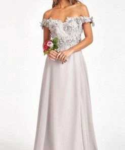 Elizabeth K GL3018 - Floral Embellished A-Line Evening Dress 41 Elizabeth K GL3018 - Floral Embellished A-Line Evening Dress