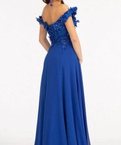 Elizabeth K GL3018 - Floral Embellished A-Line Evening Dress 34 Elizabeth K GL3018 - Floral Embellished A-Line Evening Dress