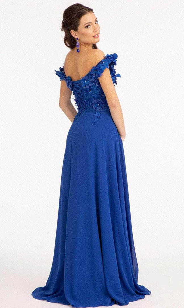 Elizabeth K GL3018 - Floral Embellished A-Line Evening Dress 14 Elizabeth K GL3018 - Floral Embellished A-Line Evening Dress