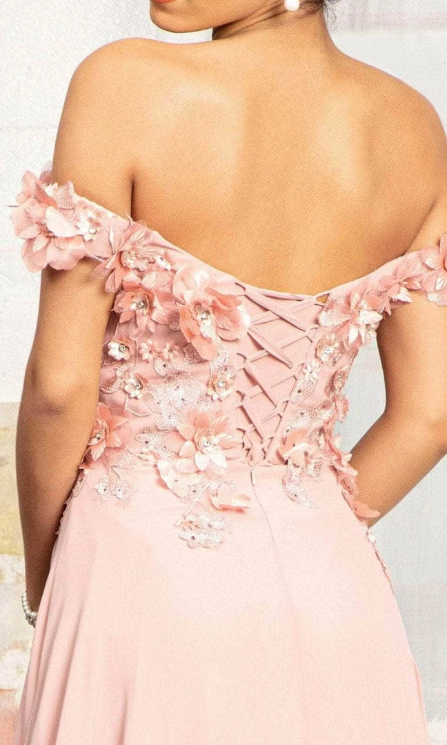 Elizabeth K GL3018 - Floral Embellished A-Line Evening Dress 12 Elizabeth K GL3018 - Floral Embellished A-Line Evening Dress