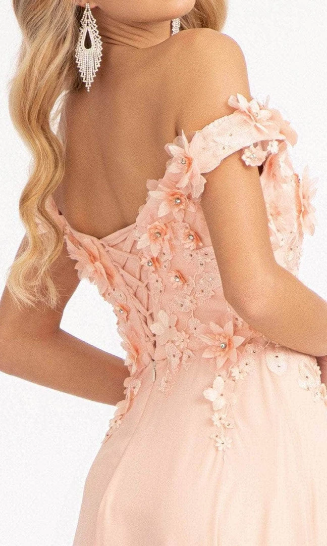 Elizabeth K GL3018 - Floral Embellished A-Line Evening Dress 6 Elizabeth K GL3018 - Floral Embellished A-Line Evening Dress