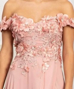 Elizabeth K GL3018 - Floral Embellished A-Line Evening Dress 31 Elizabeth K GL3018 - Floral Embellished A-Line Evening Dress