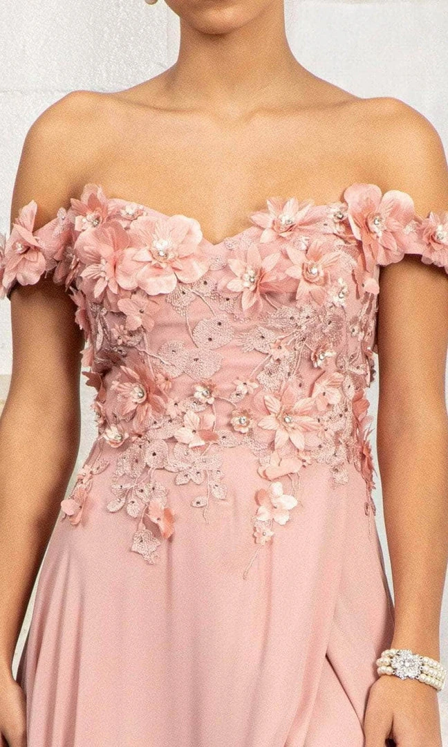 Elizabeth K GL3018 - Floral Embellished A-Line Evening Dress 11 Elizabeth K GL3018 - Floral Embellished A-Line Evening Dress