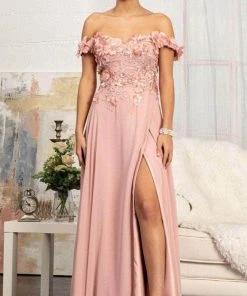 Elizabeth K GL3018 - Floral Embellished A-Line Evening Dress 30 Elizabeth K GL3018 - Floral Embellished A-Line Evening Dress